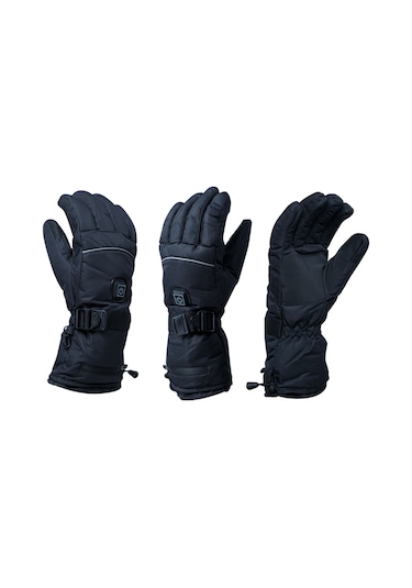 Geeksen Sıcaklık Ayarlı Sıcak Elek Eldiveni, Su Geçirmez Kayganlık Engeli, Fleece İç, Dokunmatik Parmak, Kayak Bisiklet Winter Outdoor, Xl Siyah Siyah