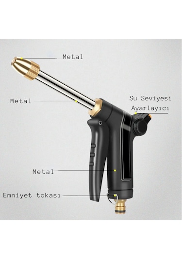 Yüksek Basınçlı Araba Yıkama Bahçe Sulama Su Tabancası Tazyikli