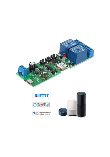 Moly Yunboo 2 Kanal Wifi Akıllı Kontrol Modülü - Uzaktan Kontrol, Zamanlama, Alexa & Google Home Desteği, Tıklama/kilit/bloke Modları - Yeşil Yeşil