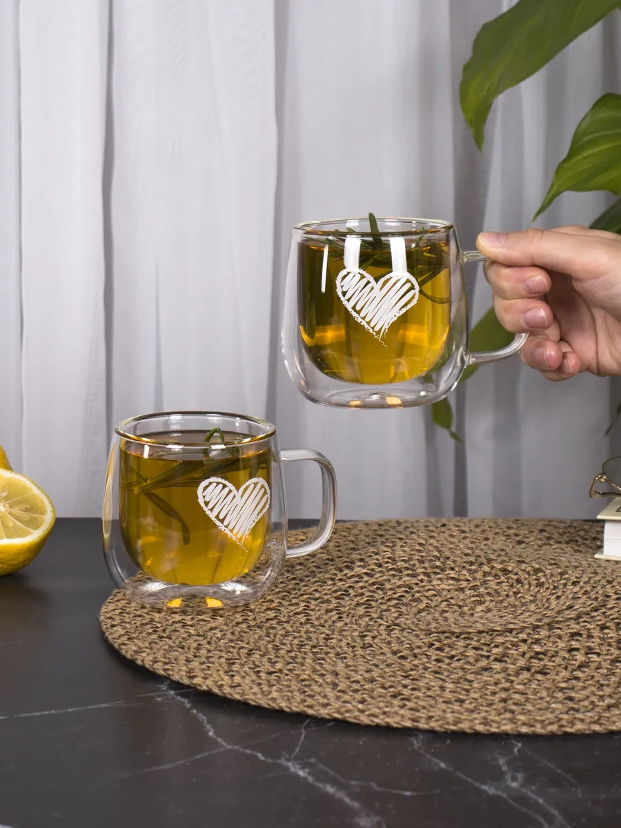 Cnglass Kalpli Desenli Kahve Ve Cappuccino Bardağı 290 Ml 2'li 163718885 Beyaz