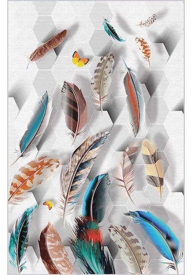 Rovigo Home Dijital Baskı Yıkanabilir Kaymaz Taban Salon Halısı Rvg1877-sm214 Mavi