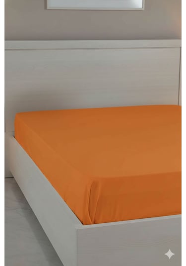 %100 Pamuk Ranforce Premium Çift Kişilik Çarşaf - Turuncu Turuncu