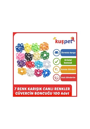 7 Renk Karışık Kristal Boncuk Güvercin Boncuğu Halkası 100 Adet