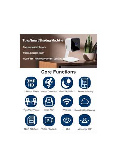 Xindoker Tuya Akıllı Bebek İzleme Kamerası: 1080p Hd, Gece Görüşlü, Wi-fi Bağlantılı, Sesli İletişim, Hareket Algılama 111 Karakter