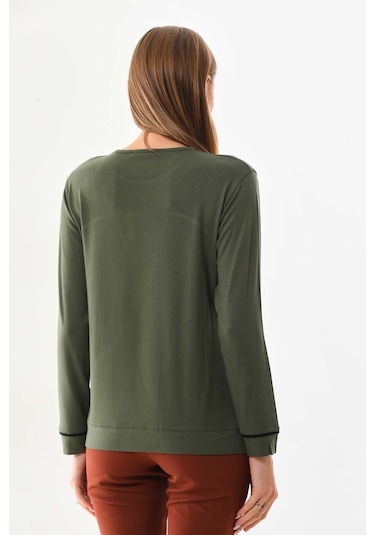 Sistas Kadın Desenli Uzun Kol Bluz 23618 Yeşil
