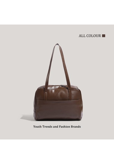 Charhp&kejnt Retro Taşınabilir Banliyö Yastık Çantası Büyük Kapasiteli Omuz Çantası Şık Koltuk Altı Çantası Kahverengi