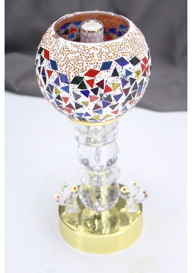 Kristal Taşlı Masa Abajuru Gece Lambası Yatak Başı Lambası Çok Renkli