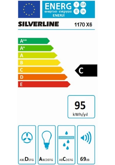 Silverline Astec 1170 90'lık Gömme Aspiratör Inox