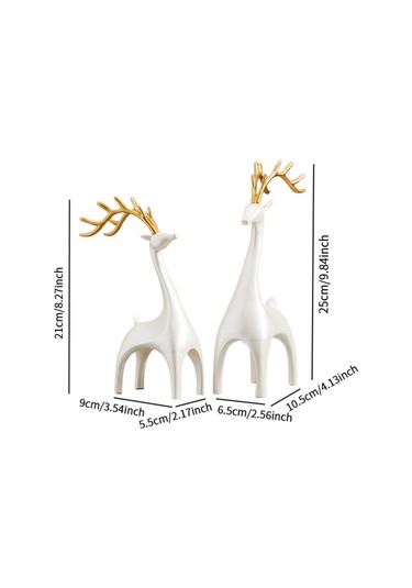 Suntek 1 Çift Elk Geyik Heykeli Figürleri Yatak Odası El Karışık