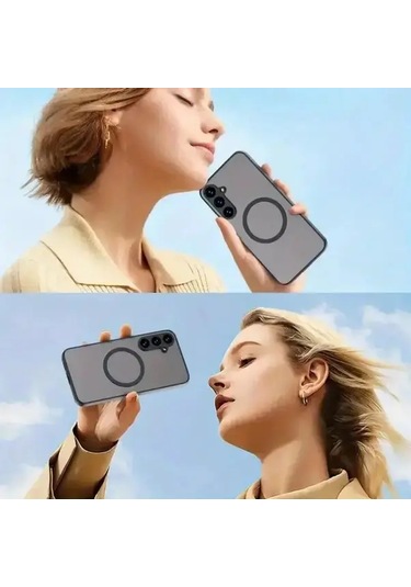 Elmpaly Samsung Galaxy S25 Fe Manyetik Kılıf Yeşil Şok Emici Transparan Sert