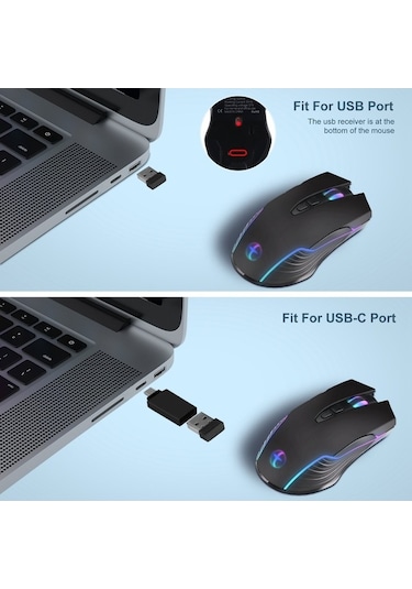 Prestigegoods 2.4g Kablosuz Jiggler Mouse, 7 Tuşlu, Işık Efekti, Windows/mac Os/linux Uyumluluğu, Taşınabilir, 10m Mesafe, 800/1200/1600 Dpı Diğer