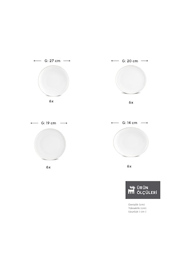 Karaca  Stream Bone Saturn 24 Parça 6 Kişilik Yemek Takımı Gold