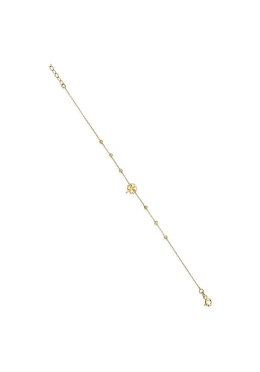 Fiyonk Kuyumculuk 14 Ayar Altın Dorika Top Detaylı Yonca Bileklik 001