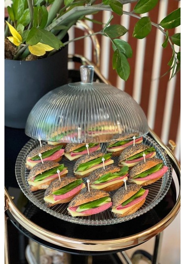 Cam Kapaklı Kek Fanusu Sunum Fanusu 32 Cm