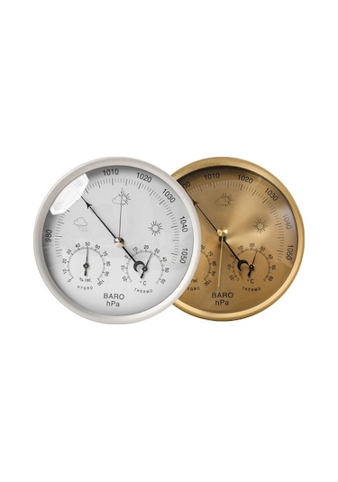 Moly Altın 128mm Mekanik Hava İstasyonu - Baro, Termo, Higro İle Basınç, Sıcaklık Ve Nem Ölçümü