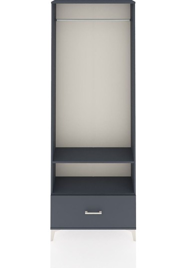 Arges Dolap 2 Raflı Tek Çekmeceli Tek Askılı 88x30x243 Antrasit-antrasit Antrasit