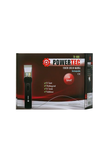 Powertec TR-800 Profesyonel Şarjlı Çift Bataryalı Saç Sakal Tıraş Makinesi