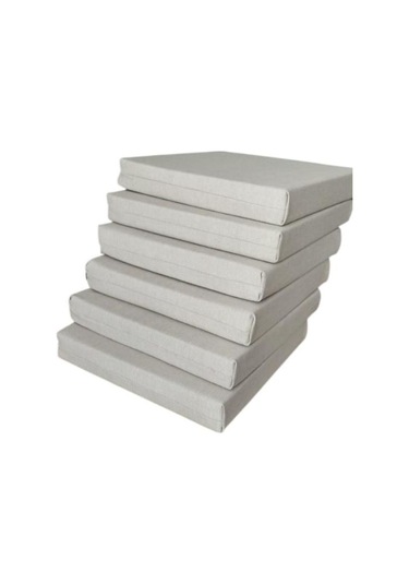 Mc.pierobaby Sandalye Minderi Koltuk Minderi Su Geçirmez Leke Tutmayan Keten Kumaş 6 Adet Krem Mavi