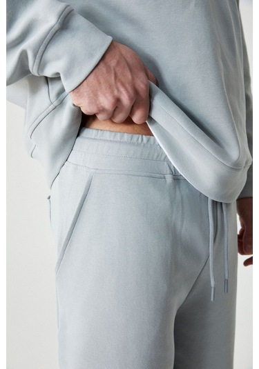 GRIMELANGE Faust Erkek Dik Yaka Oversize Uzun Kol Fermuarlı Beli Lastikli Gri Eşofman Takımı Gri