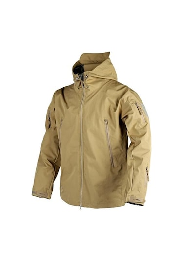 Erkekler İlkbahar Sonbahar Düz Renk Trençkot Kapşonlu Uzun Kollu Cepler Fermuar Pat Rüzgarlık Sıcak Raptiye Bant Tasarım Dağcılık Ceket Haki