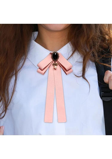 Homyl Şerit Papyon Broş Boyun Kravat Kokteyller Parti Mezuniyet Pembe