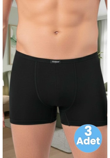 Uniquetrenders Erkek Pamuklu 3'lü Modal Boxer Siyah
