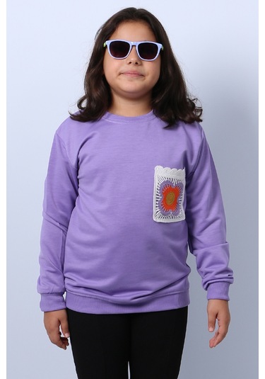 Kız Çocuk Sweat Ribanalı Cepli C43 LİLA