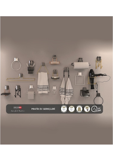 Decorev Dc-4792 Dekoratik Krom Yapıştırmalı Fön Banyo Metal Saç K