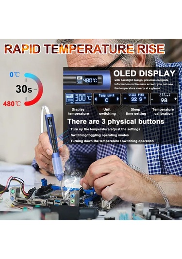 Hallow 210-ı Akıllı Elektrikli Havya Taşınabilir Usb Lehimleme İstasyonu