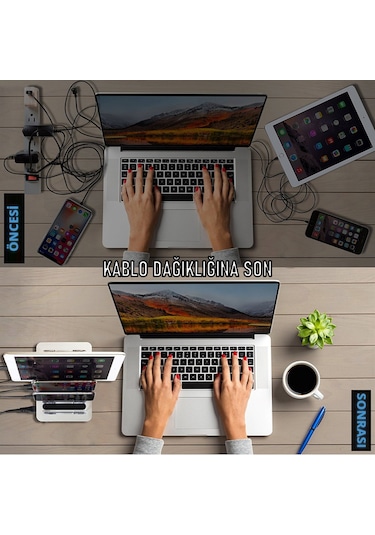 SooPii CS40 22 W 4 Port Masaüstü USB Çoklu Şarj İstasyonu