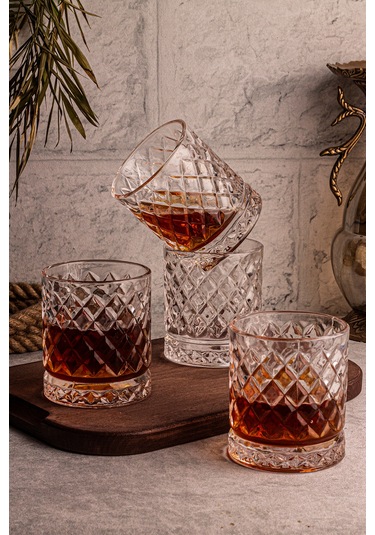 Snippy Madrid - 4'lü Cam Bardak 250 Ml El Yapımı Meşrubat Bardağı