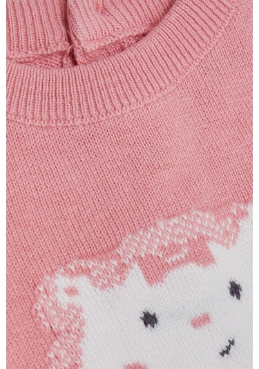 Breeze Kız Bebek Tulum Triko Sevimli Hayvancık Baskılı 0-9 Ay, Gülkurusu-Gülkurusu