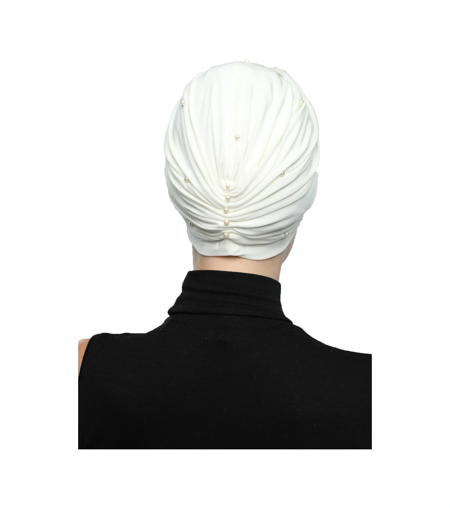 Kopma Astarlı Işlemeli Krem Gül Motifli Hazır Türban Tesettür Abiye Bone Krem Gül