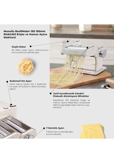 Musullu Basilmotor 150 150mm Elektrikli Erişte Ve Hamur Açma Makinesi