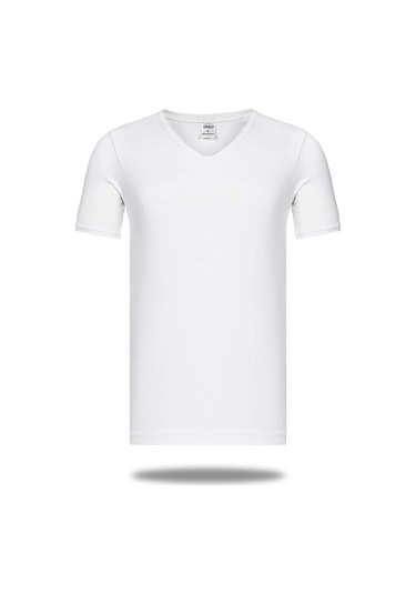 Kocabey Star 206 Modal Yarım Kol V-yaka T-shirt Atlet Beyaz