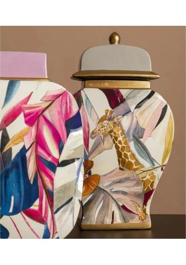 Savana Kavanoz Porselen 27x15x46 Cm Çok Renkli