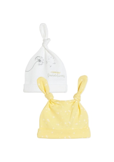 Bibaby Biorganic Fly Dandelions 2'Li Bebek Şapka 72164-Sarı-Ekru