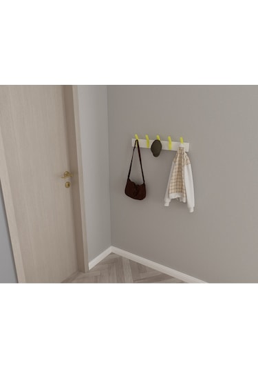 Hepsi3boyutlu Modern Duvar & Kapı Kanca Askılık - 5 Adet Sarı Kanca Askılık - Model No : 3 Sarı