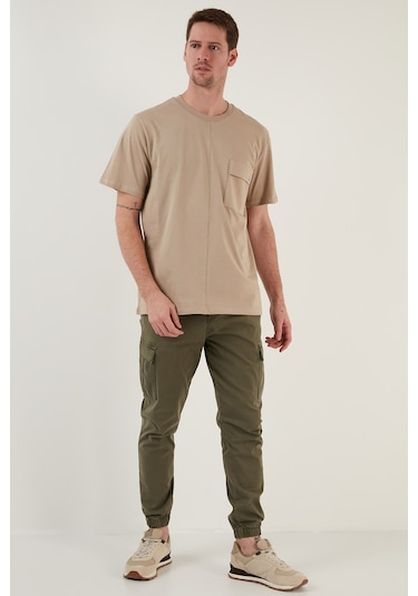 Buratti % 100 Pamuk Relaxed Fit Bisiklet Yaka Erkek T Shirt 5902605 Vizon