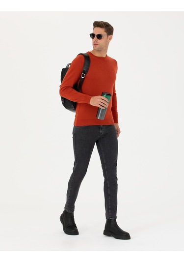 Pierre Cardin Erkek Kiremit Triko Kazak 50270179-vr031 Kiremit