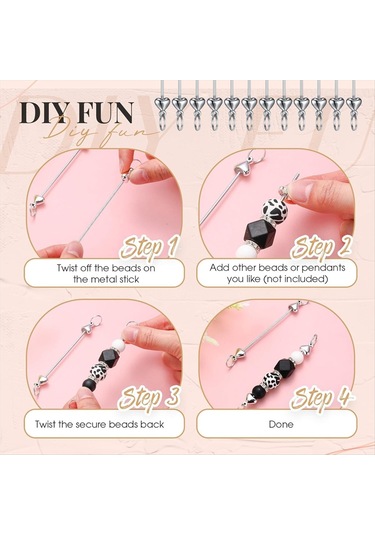 Gatherco 24 Parça Boncuklu Anahtarlıklar Toplu Boş Kendin Yap Metal Kalp Şeklinde Boncuklu Anahtarlık Çıkarılabilir Anahtarlık Yapımı Aksesuarları