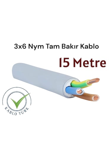 Kablo Türk 3x6 Nym Tam Bakır Kablo 15 Metre