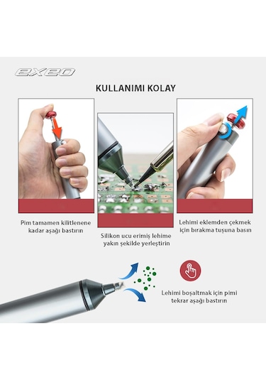 Exeo Ss-02 Güçlü Emiş Lehim Sökme Çeme Temizleme Pompası Aluminyum