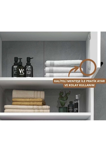 Reyo Home Enda Çamaşır Makinesi Dolabı 3 Raflı Banyo Dolabı Beyaz