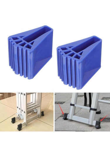 Homyl 2x Merdiven Ayakları Kaymaz Teleskopik Ahşap Mavi