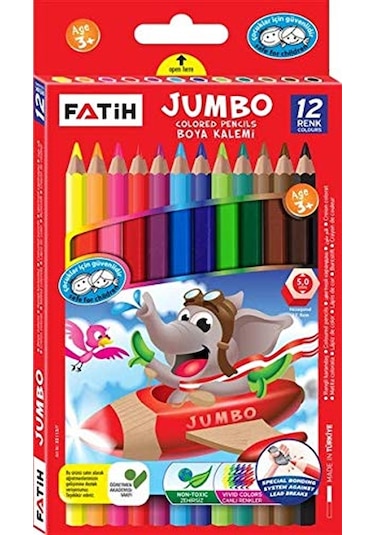 Fatih Kuru Boya Karton Kutu Jumbo Tam Boy 12 Li 33412 Çok Renkli