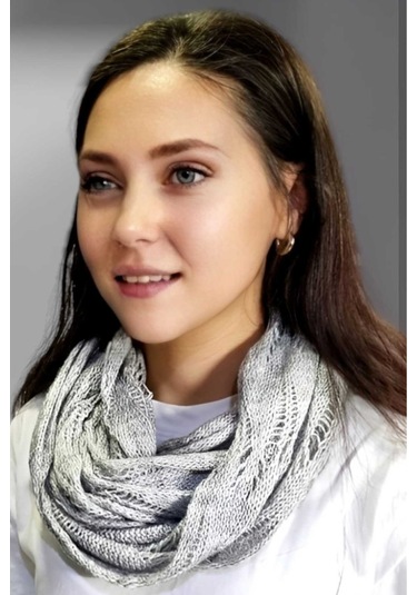 Tezzgelsin Kadın Çift Dolama Triko Örgü Boyunluk Gri