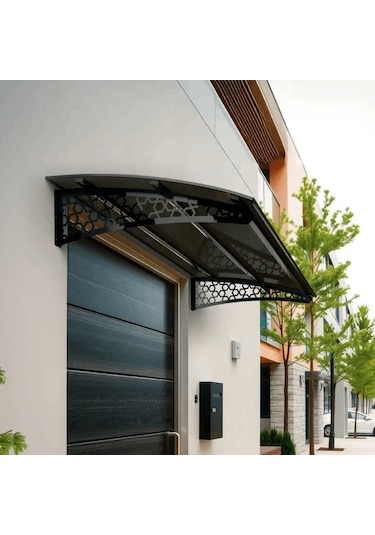 SundurmaX Pratik Metal Sundurma 120x100 Selçuklu Serisi Kapı Üstü Sundurma Antrasit - Füme
