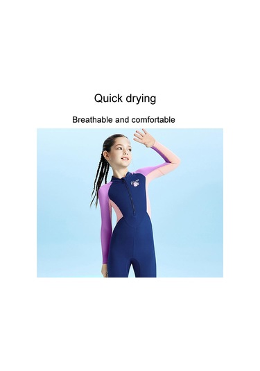 Dalış Ve Yelken Çocuk Açık Uzun Kollu Tek Parça Şnorkel Hamile Elbisesi Çocuklar Güneş Koruyucu Hızlı Kuru Plaj Mayo Mor