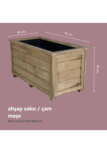 Kaf Ahşap Dekoratif Ahşap Saksı - Uzun / Meşe